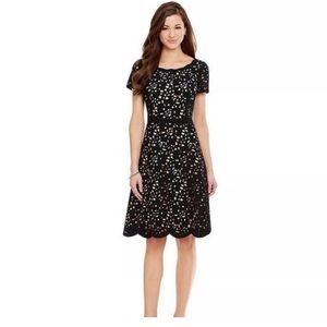 ANTONIO MELANI Black A-line Knee-length Cocktail Dress with Short Sleeves
